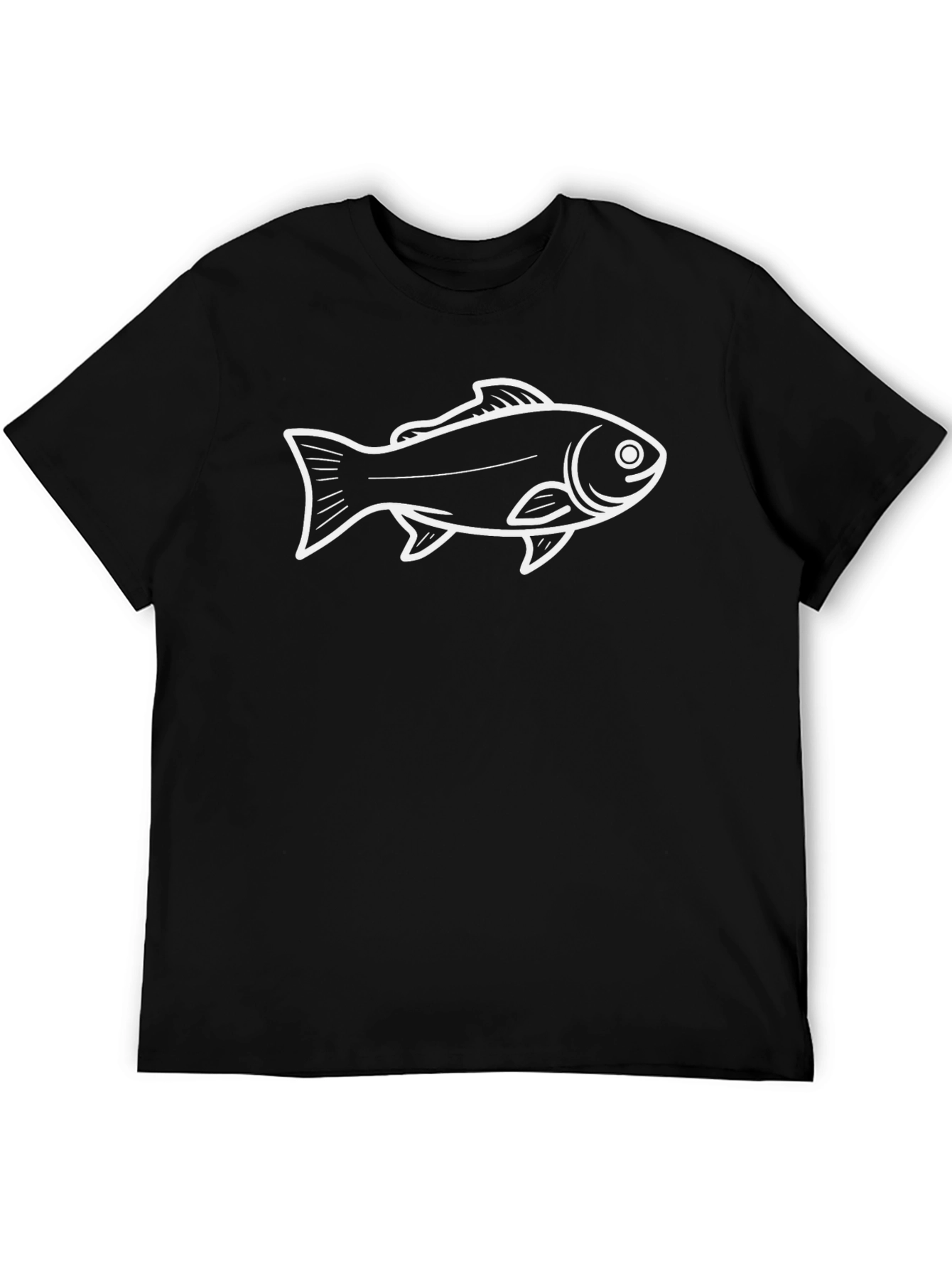 Camiseta Negra con Diseño de Pez Blanco