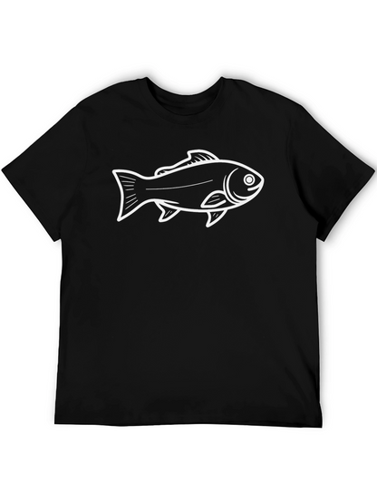 Camiseta Negra con Diseño de Pez Blanco