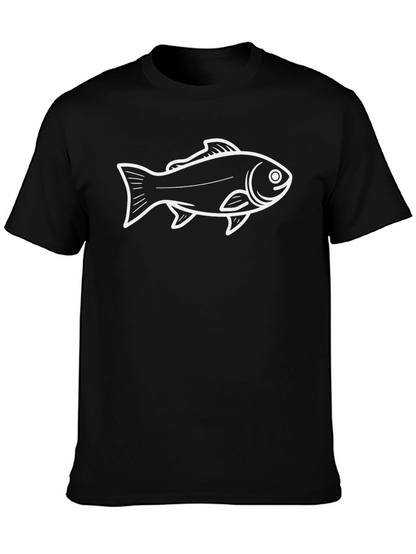 Camiseta Negra con Diseño de Pez Blanco