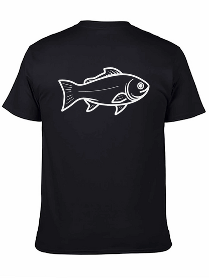 Camiseta Negra con Diseño de Pez Blanco