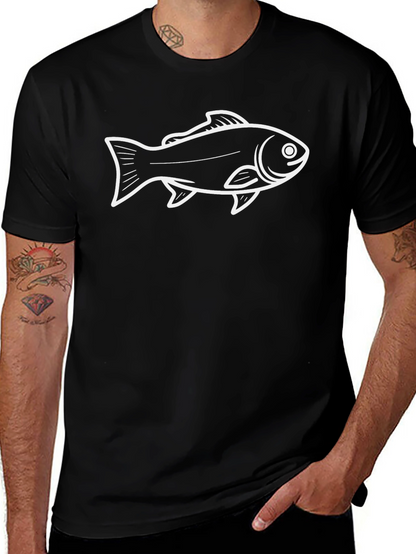 Camiseta Negra con Diseño de Pez Blanco