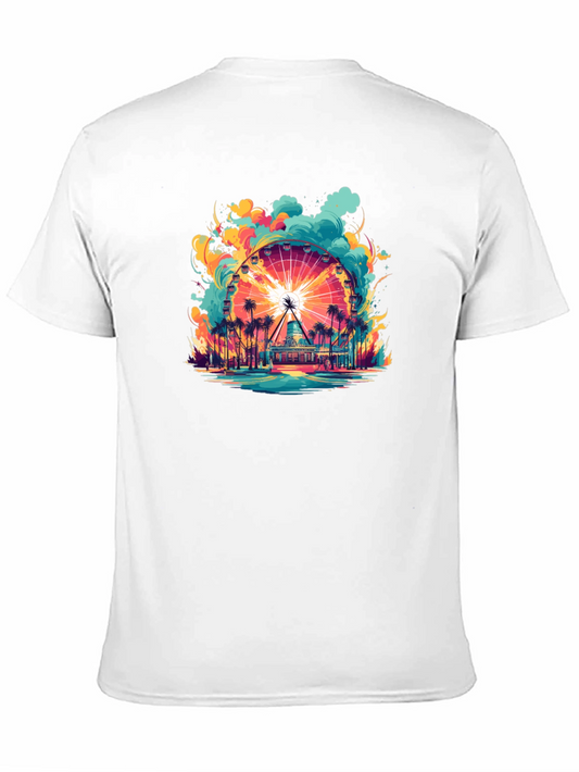 Camiseta Negra con Diseño de Noria Tropical