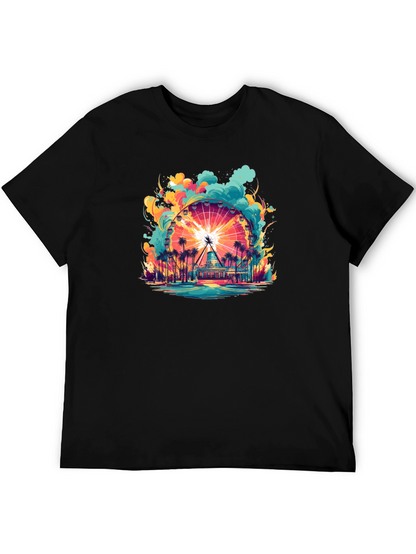 Camiseta Negra con Diseño de Noria Tropical