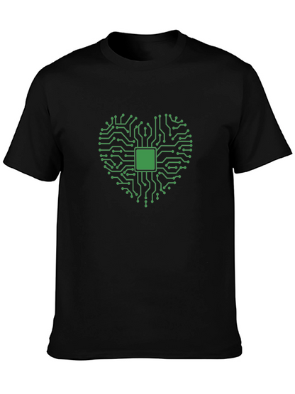 Camiseta Negra Corazón Tecnológico