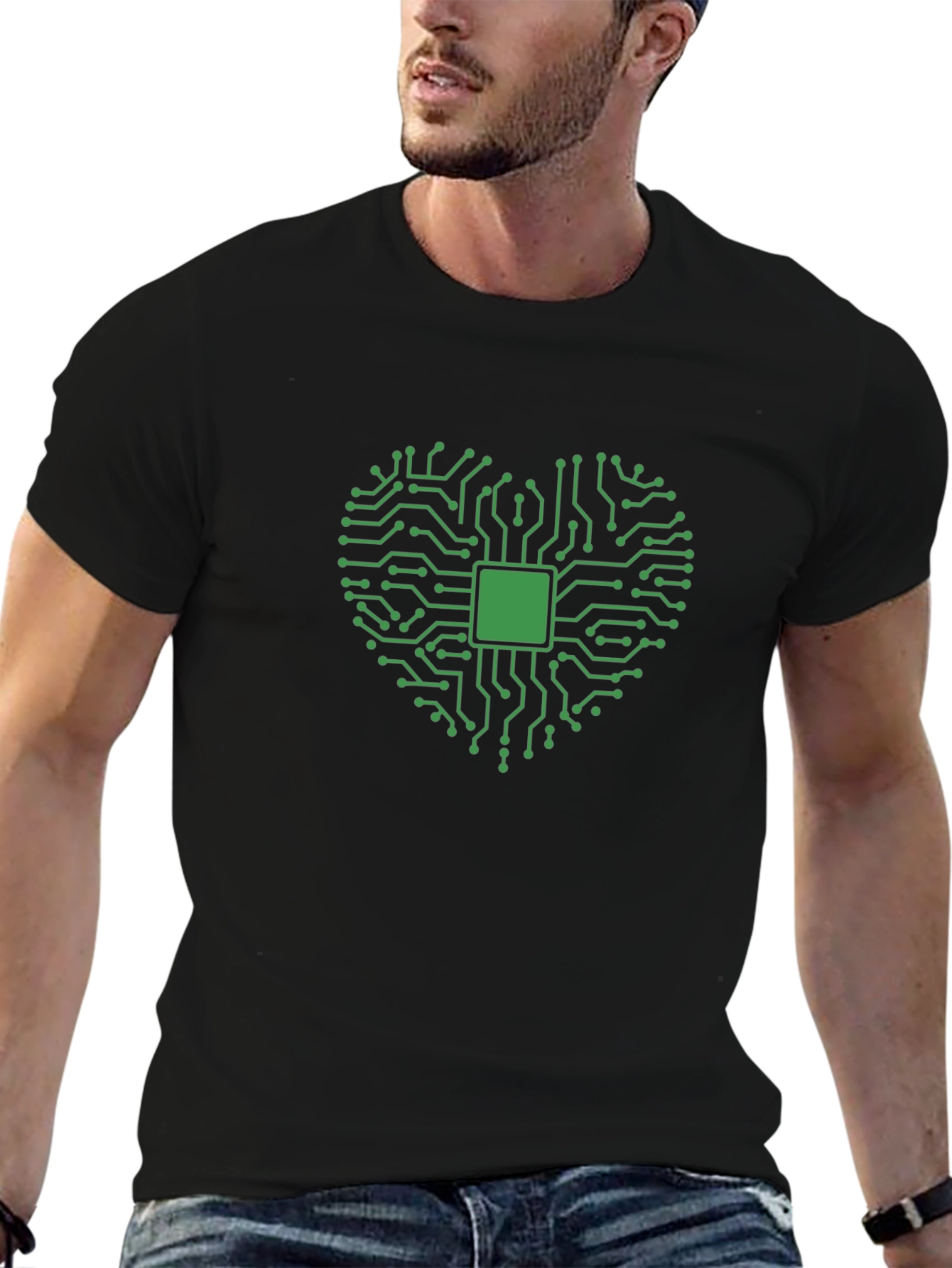 Camiseta Negra Corazón Tecnológico