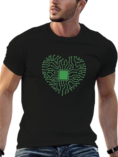 Camiseta Negra Corazón Tecnológico