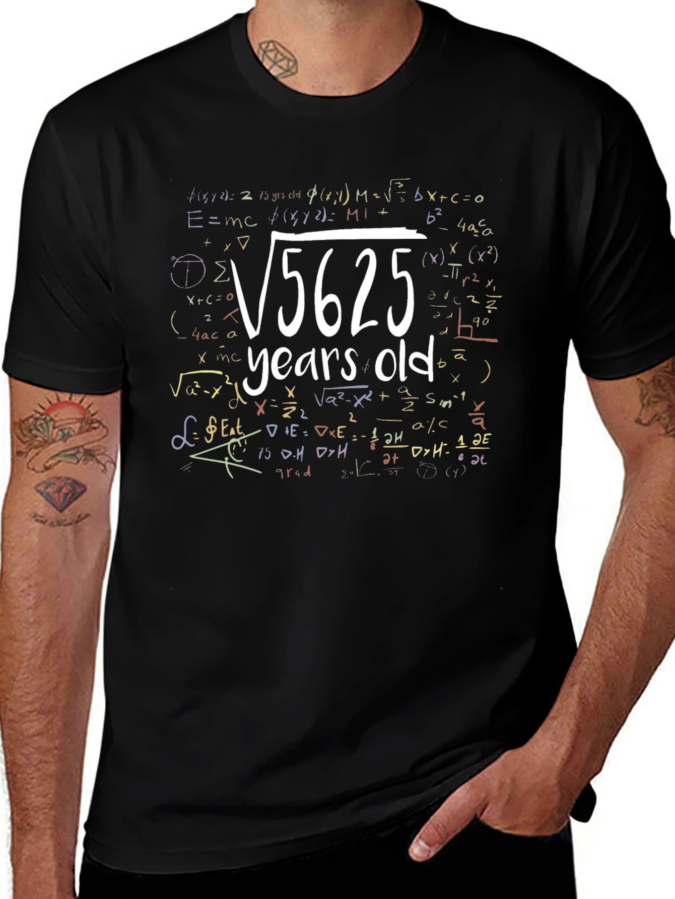 Camiseta Negra Raíz Cuadrada 5625 Años