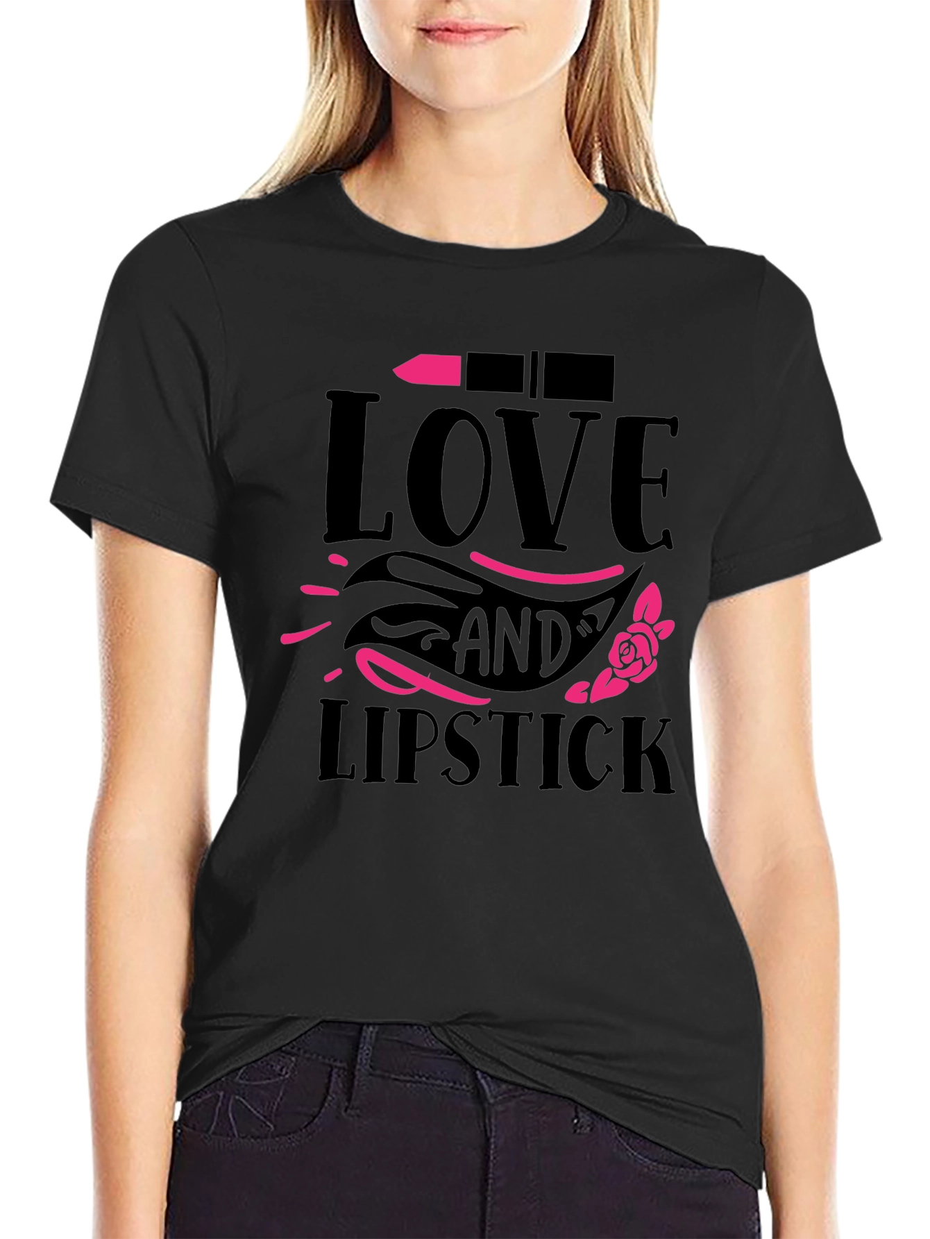 Camiseta Negra Love and Lipstick