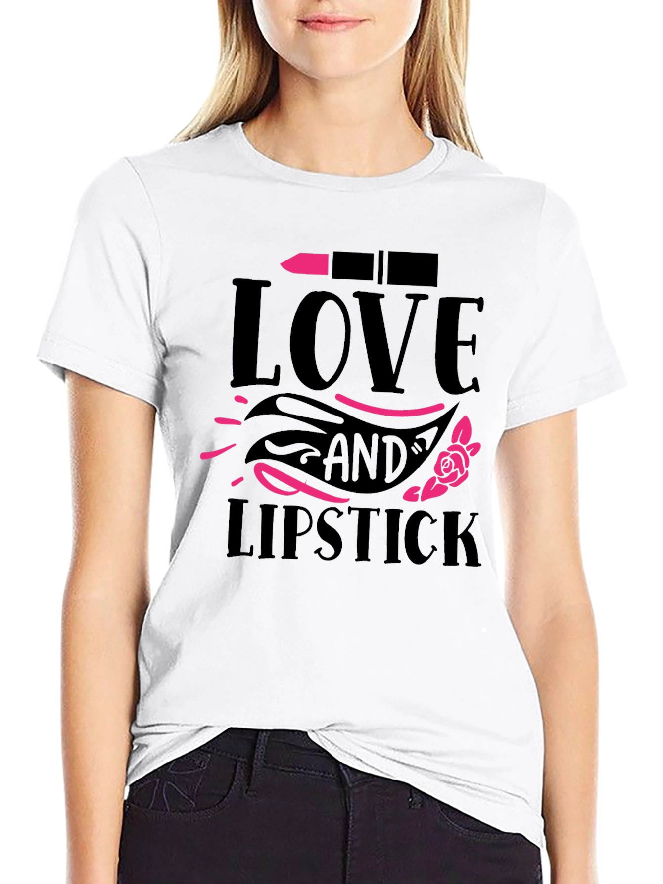 Camiseta Negra Love and Lipstick