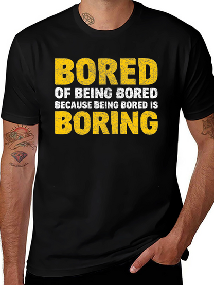 Camiseta Negra con Texto Bored Boring