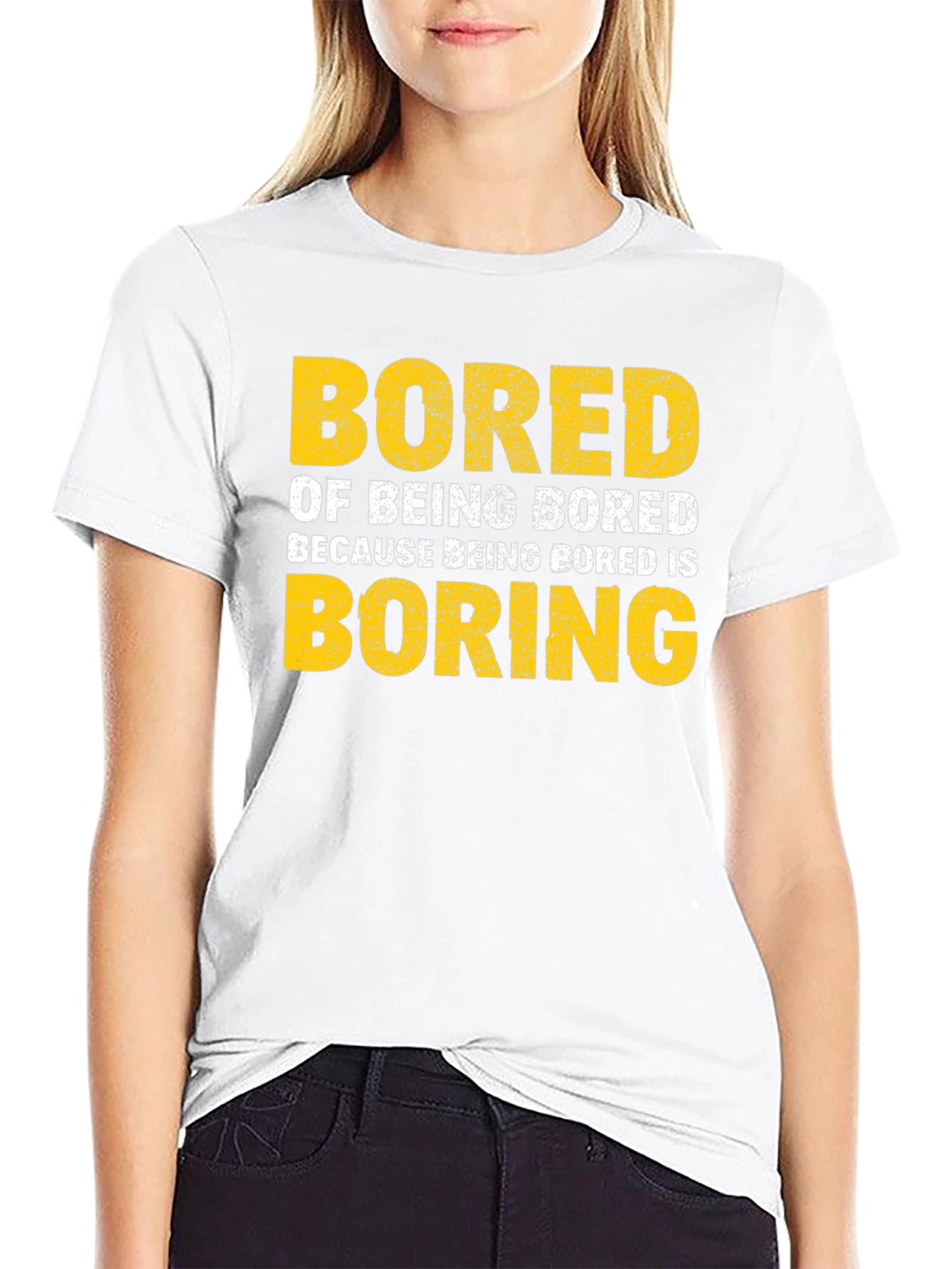 Camiseta Negra con Texto Bored Boring
