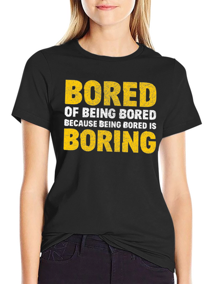 Camiseta Negra con Texto Bored Boring