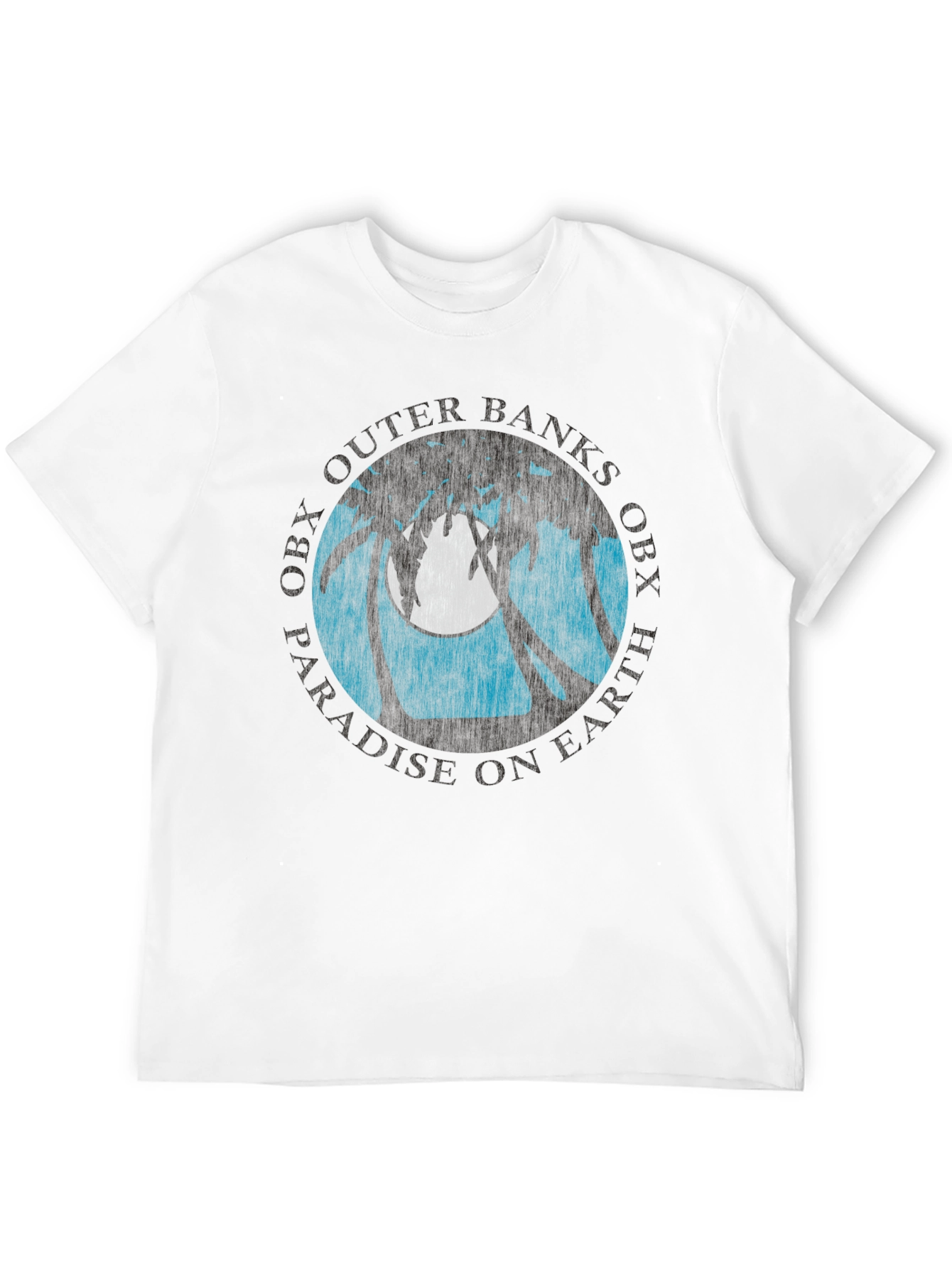 Camiseta Negra con Diseño Tropical OBX