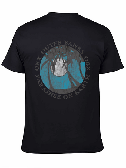 Camiseta Negra con Diseño Tropical OBX
