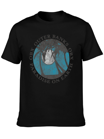 Camiseta Negra con Diseño Tropical OBX