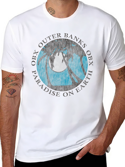 Camiseta Negra con Diseño Tropical OBX