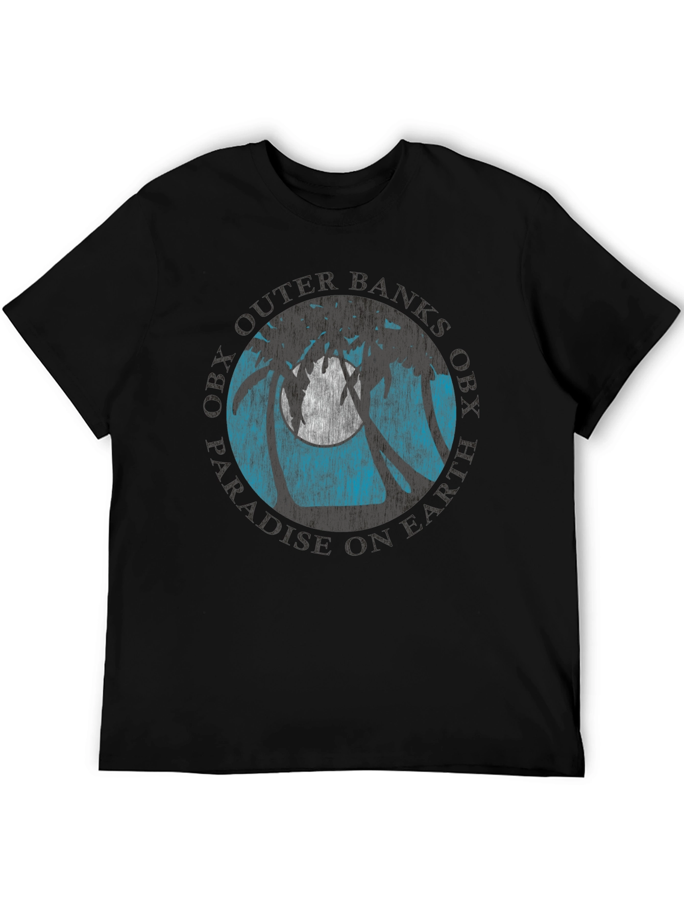 Camiseta Negra con Diseño Tropical OBX
