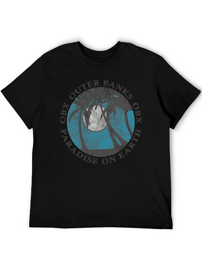 Camiseta Negra con Diseño Tropical OBX