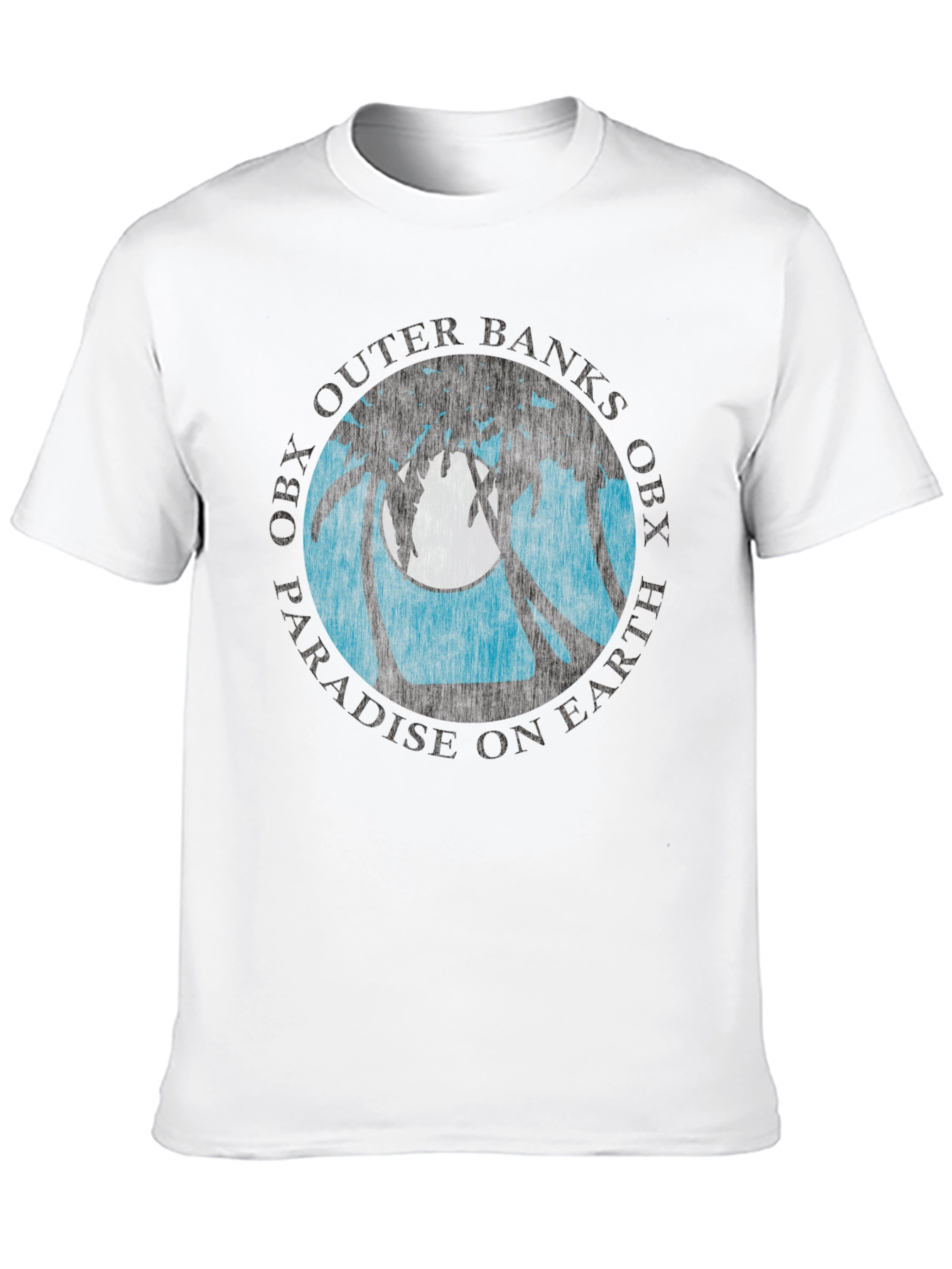 Camiseta Negra con Diseño Tropical OBX