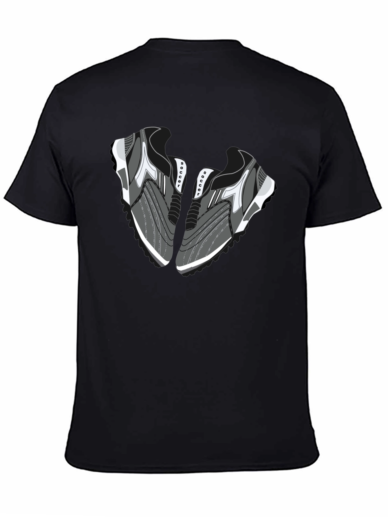 Camiseta Negra con Diseño de Zapatillas de Fútbol