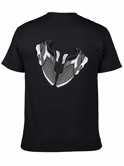Camiseta Negra con Diseño de Zapatillas de Fútbol