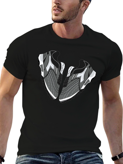 Camiseta Negra con Diseño de Zapatillas de Fútbol