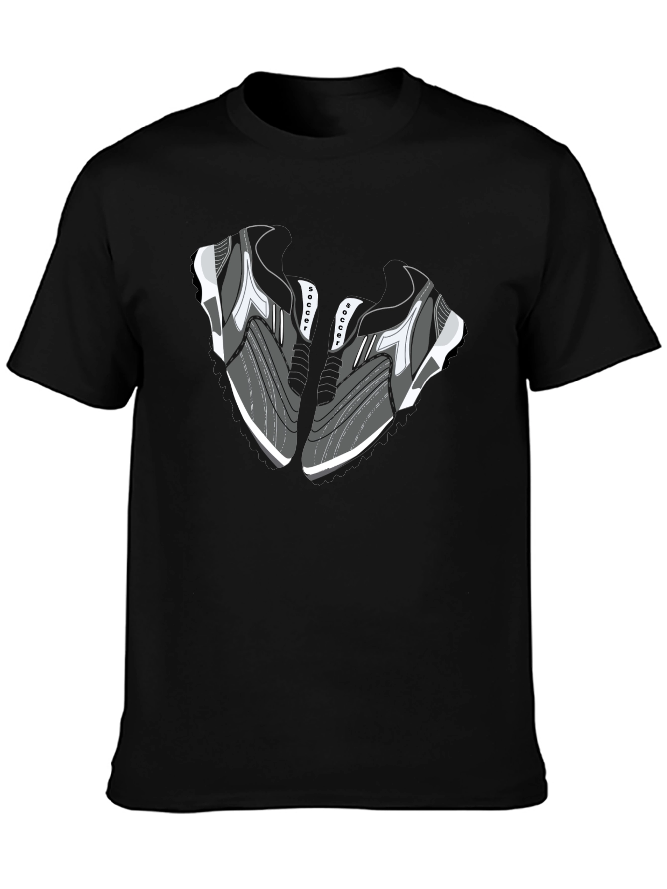 Camiseta Negra con Diseño de Zapatillas de Fútbol