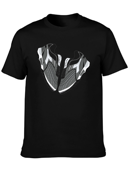 Camiseta Negra con Diseño de Zapatillas de Fútbol