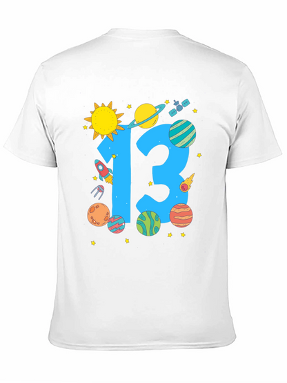 Camiseta Negra Cumpleaños Espacial Número 13