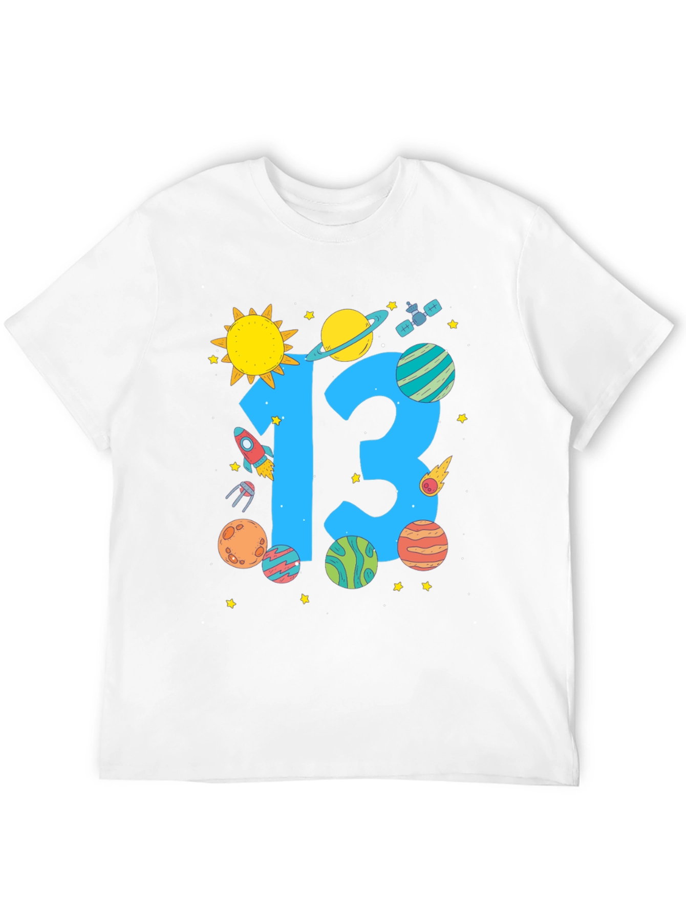 Camiseta Negra Cumpleaños Espacial Número 13