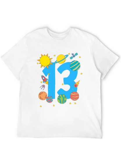 Camiseta Negra Cumpleaños Espacial Número 13