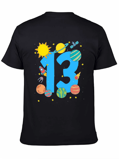 Camiseta Negra Cumpleaños Espacial Número 13