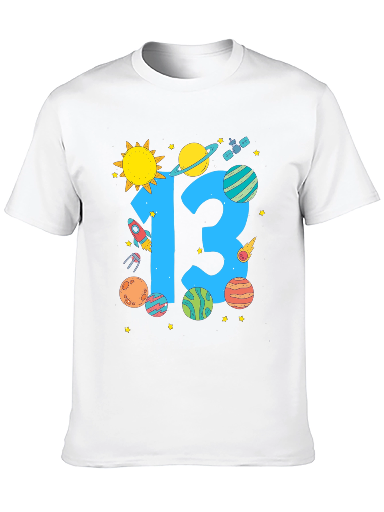 Camiseta Negra Cumpleaños Espacial Número 13