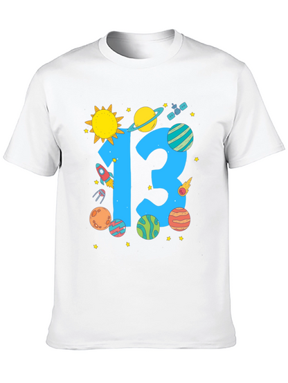 Camiseta Negra Cumpleaños Espacial Número 13