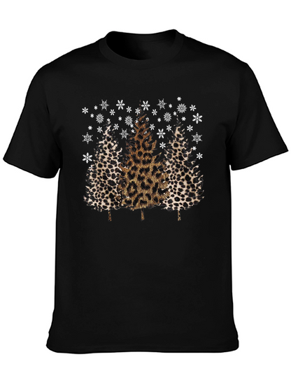 Camiseta Navideña con Estampado de Leopardo