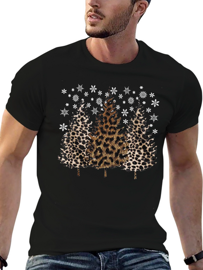 Camiseta Navideña con Estampado de Leopardo