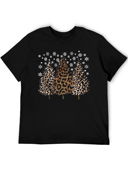 Camiseta Navideña con Estampado de Leopardo