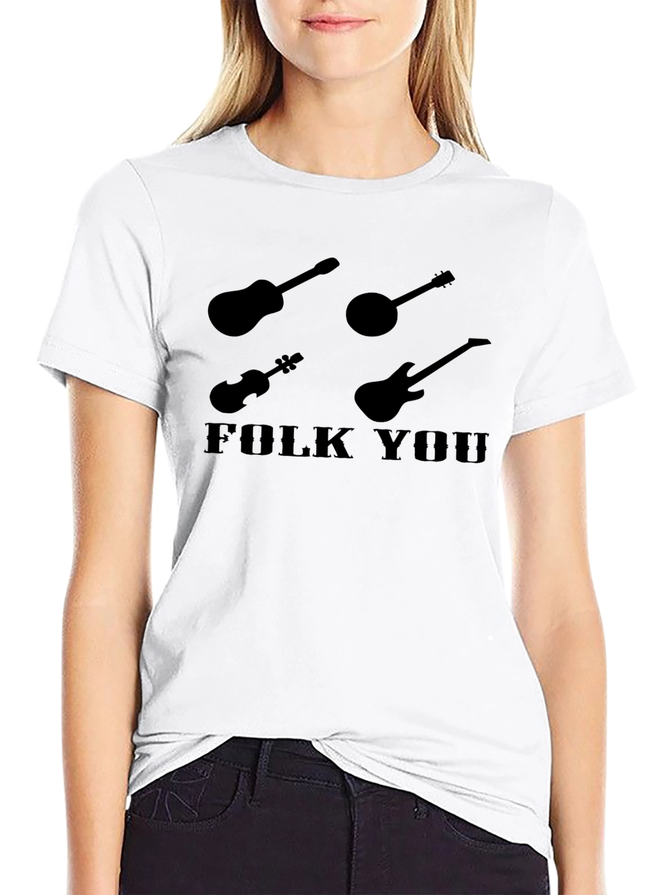 Camiseta Negra Folk You para Amantes de la Música