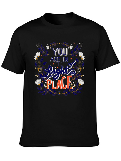 Camiseta Negra con Diseño Floral y Frase Motivacional