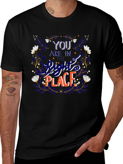 Camiseta Negra con Diseño Floral y Frase Motivacional