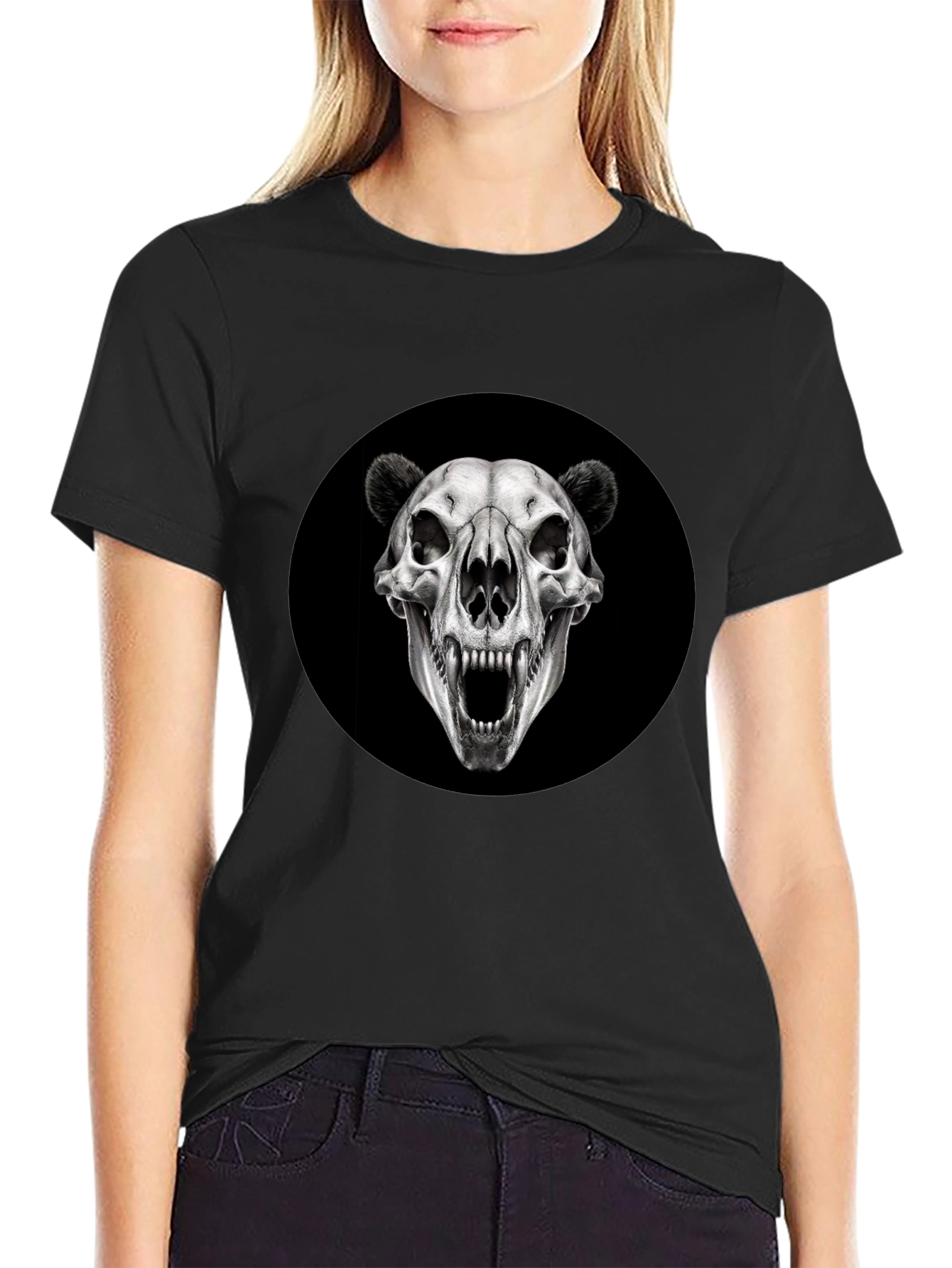 Camiseta Negra con Cráneo de Oso