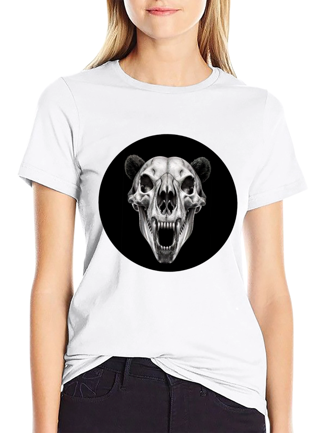 Camiseta Negra con Cráneo de Oso