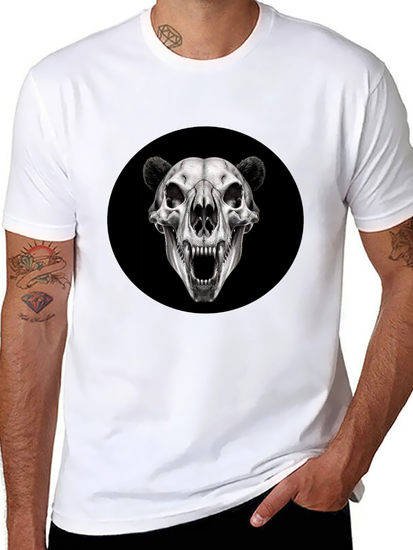 Camiseta Negra con Cráneo de Oso