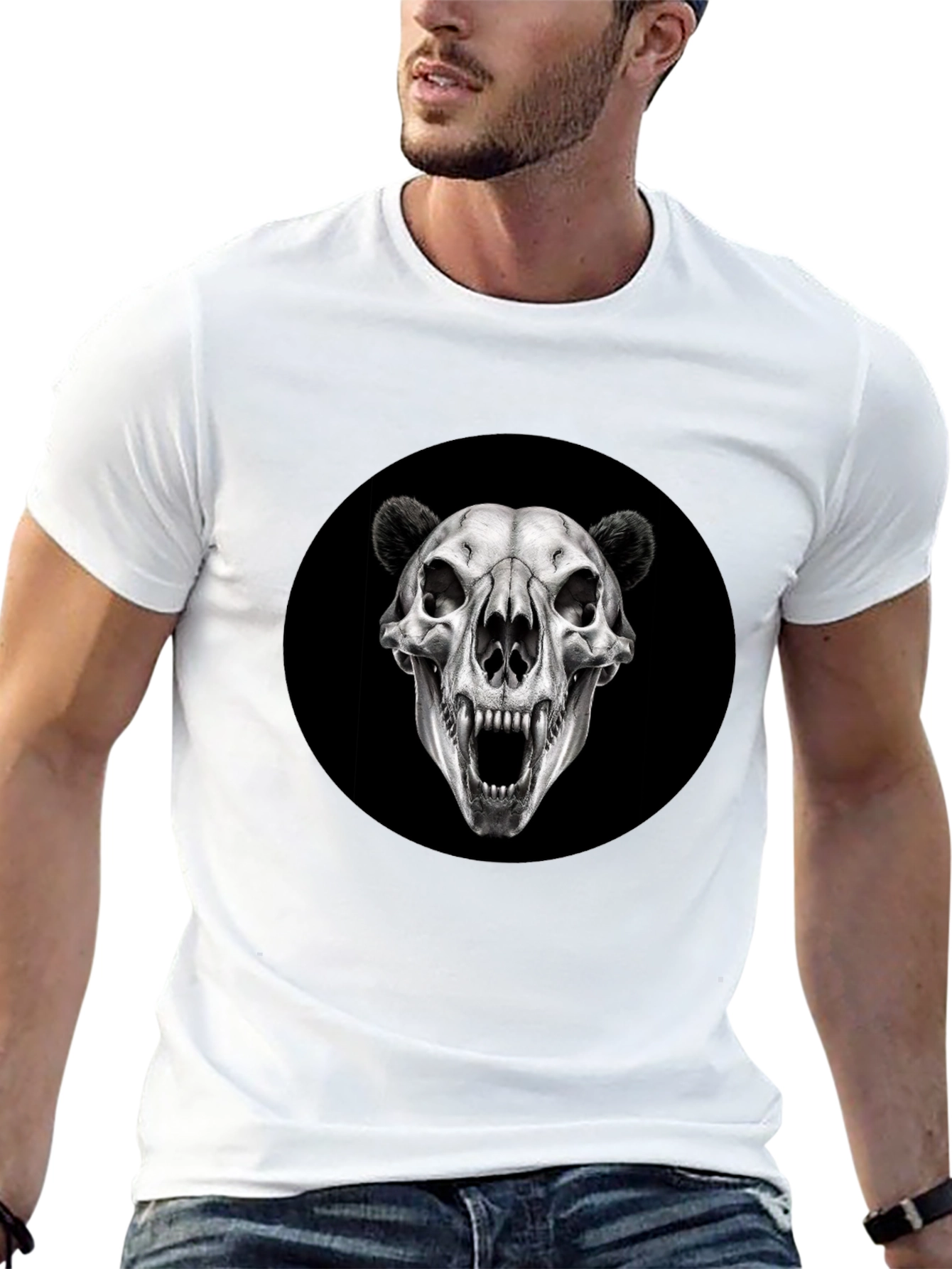 Camiseta Negra con Cráneo de Oso