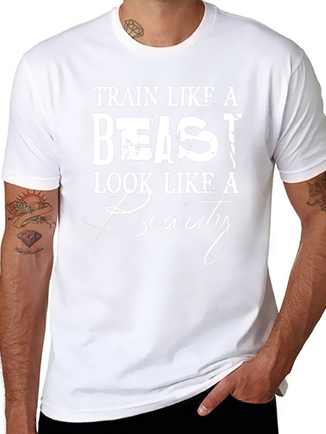 Camiseta Negra: Entrena como Bestia Luce como Belleza