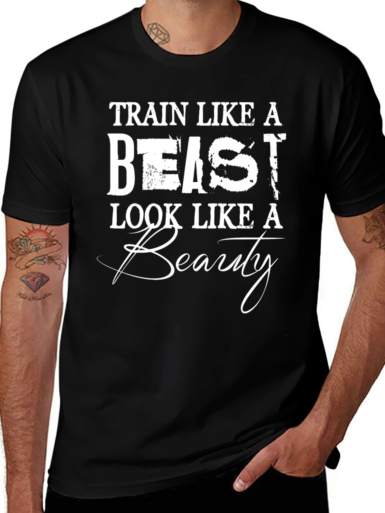 Camiseta Negra: Entrena como Bestia Luce como Belleza