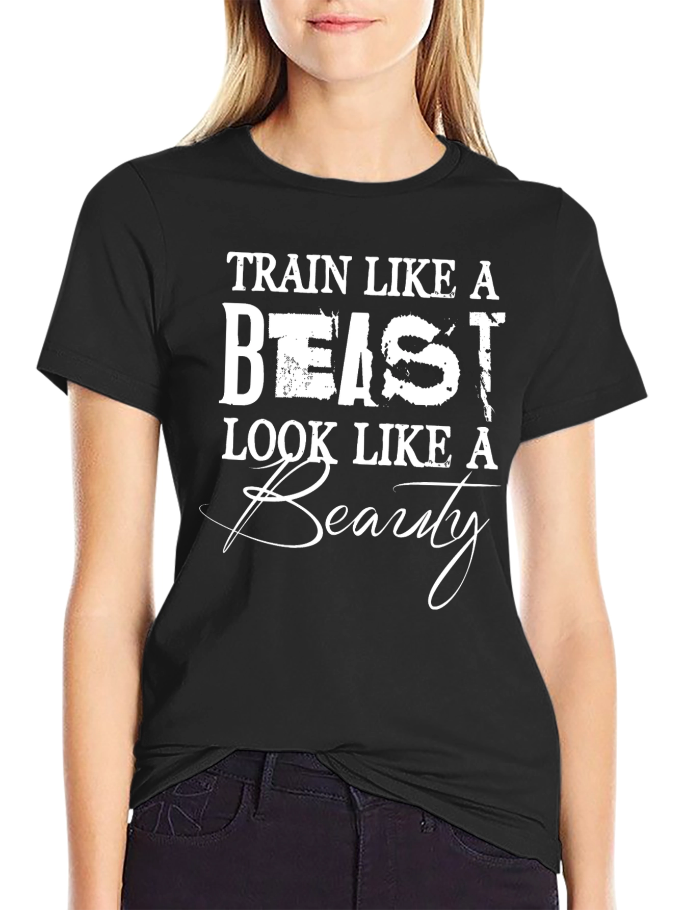 Camiseta Negra: Entrena como Bestia Luce como Belleza