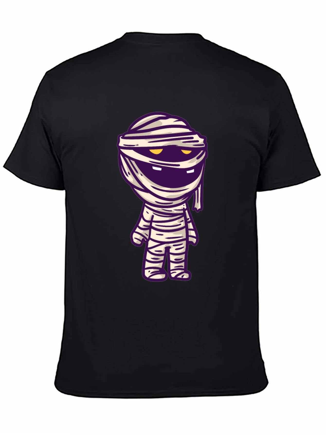 Camiseta Negra con Diseño de Momia Divertida