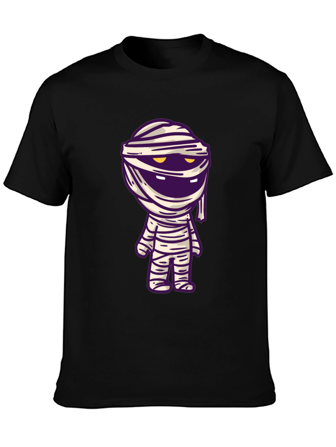 Camiseta Negra con Diseño de Momia Divertida