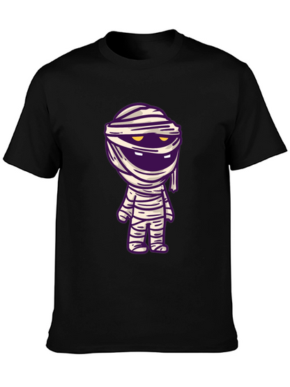 Camiseta Negra con Diseño de Momia Divertida